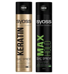 Syoss Keratin Sprey 400 Ml + Max Hold Sprey 400 Ml Max+keratin