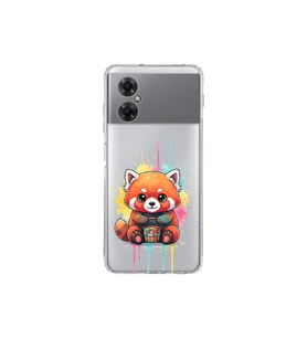 Redmi Note 11R ile Uyumlu Splash Tilki Tasarımlı Şeffaf Silikon Kılıf