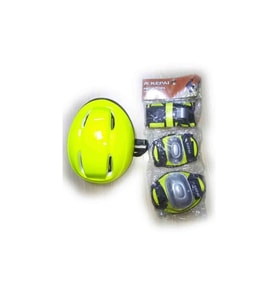 Çocuk Kask Dizlik Dirseklik Koruyucu Set 7 Parça (Sarı)