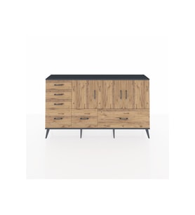 Arges Konsol 4 Raflı 6 Çekmeceli 3 Kapaklı 176x30x99 Antrasit-Çam