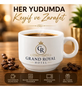 Elegance Beyaz Porselen Kahve Fincanı-2 adet (istenilen baskılarla)