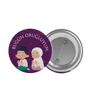 Bugün Oruçluyum Çanta Rozeti 20 Adet En Büyük Boy 5.8cm İğneli Broş