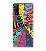 PrintiFy Vivo Y20s ile Uyumlu 1mm Slim Fit Retro Renkler 4 Baskılı Şeffaf  Kılıf