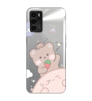 Oppo A16 Uyumlu Tatlı Ayıcık Desenli Şeffaf Telefon Kılıfı