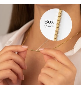 DKMN Gümüş 925 Ayar Kalın Box Zincir Gümüş Kolye (Gold)