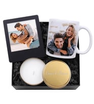 Kişiye Özel Fotoğraflı Kupa & İnstagram Çerçeve & Gold Metal Kutulu Mum Hediye Seti