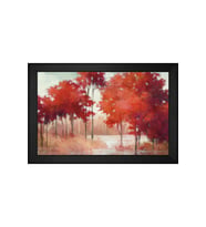 Soyut Ağaçlar Motifli Kanvas Tablo 50 x 70 cm Siyah Çerçeve