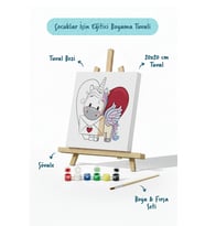 Kalpli Unicorn Boyama Tuvali – Şövaleli Boya Seti 20x20