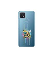 Oppo A15S ile uyumlu Splash arı tasarımlı şeffaf silikon kılıf