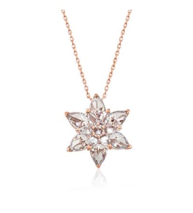Gümüş Rose Beyaz Lotus Çiçeği Kolye
