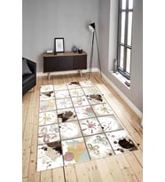Dijital Baskılı Yıkanabilir Kaymaz Modern Renkli Salon Halısı Mutfak Halısı Yolluk ND-HY-1134 (Çok Renkli)