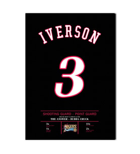 Allen Iverson Forma Kanvas Tablo 40x55cm NBA Philadelphia 76ers Jersey