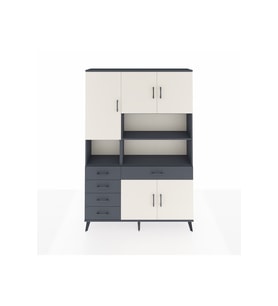 Arges Dolap 9 Raflı 5 Çekmeceli 5 Kapaklı 132x30x195 Antrasit-Aytaşı/Antrasit
