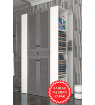 Kenzlife membran çamaşır-kurutma makinesi dolabı biruni gribyz panjur 187*110*60 mebran kapak MDF gövde (Beyaz-Gri)