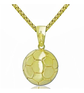 Metal Futbol Topu Spor Takı Kolye (Sarı)