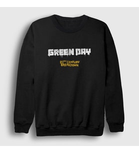Presmono Unisex Siyah Breakdown Green Day Sweatshirt 55545tt