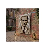Sivil Mustafa Kemal Atatürk poster Bayrak Raşel Kumaş 100x150 cm ATA34