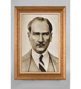 Altın Varaklı Paspartulu Çerçeveli Atatürk Tablo nt1087