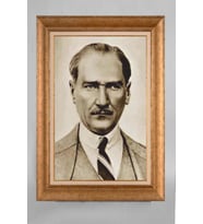 Altın Varaklı Paspartulu Çerçeveli Atatürk Tablo nt1087
