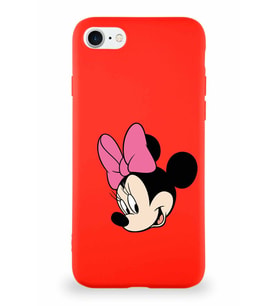 Apple iPhone 7 Soft Premier Kapak Minnie Mouse-B Tasarımlı Silikon Kılıf - Kırmızı (Şeffaf)
