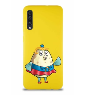 Samsung Galaxy A30S Soft Premier Kapak Bayan Puff Tasarımlı Silikon Kılıf - Sarı (Şeffaf)