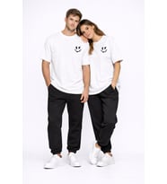 Sevgili Kombini Çift Tişört Oversize Unisex Uyumlu Çift Kombin 2'li Set (Beyaz)