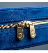 Takı Kutusu Düzenleyici Seyahat Çantası Kolye Yüzük Küpe Organizer Kadife Lacivert 22cmx17cm