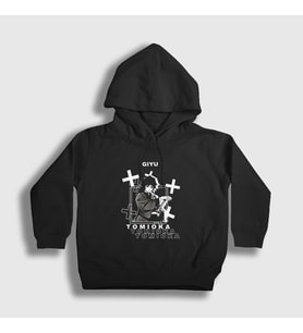 Presmono Unisex Çocuk Siyah Giyu Tomioka Anime Demon Slayer Kimetsu No Yaiba Kapüşonlu Sweatshirt 298468tt