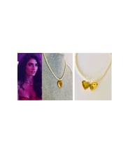 Paslanmaz Çelik Kalp Kapaklı Resim Konulabilir Gold İncili Dilber Kolye (Gümüş)