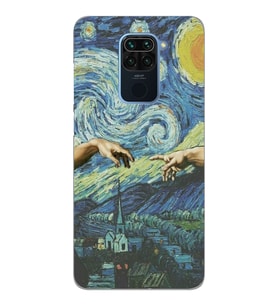 Xiaomi Redmi Note 9 Uyumlu Sanatsal Vintage Desenli Şeffaf Telefon Kılıfı