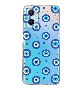 PrintiFy Oppo A94  ile Uyumlu 1mm Slim Fit Nazar Boncuğu 1 Baskılı Şeffaf  Kılıf