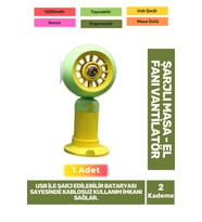 Sessiz 2 Kademeli Hafif Kablosuz 1200mAh Pervaneli Taşınabilir Usb Şarjlı Masa El Fanı Vantilatör