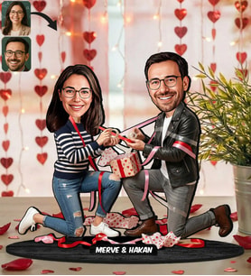 BK Gift Kişiye Özel Sevgili Karikatürlü Ahşap Biblo -29, Fotoğraftan Karikatür, Sevgililer Günü Hediyesi, Ev Hediyesi