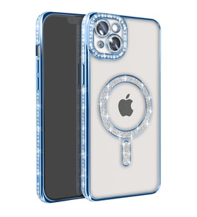 Apple İphone 14 Kılıf Joke Simli Magneticsafe Kılıf - Mavi