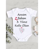 Yıl Dönümü Hediye Bebek %100 Pamuklu Organik Baskılı Zıbın Body