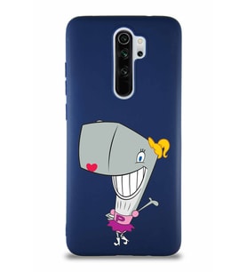 Xiaomi Redmi Note 8 Pro Soft Premier Kapak Pearl Yengeç Tasarımlı Silikon Kılıf - Lacivert (Şeffaf)
