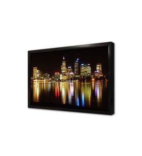 Perth Şehri Gece Çerçeveli Mdf Tablo