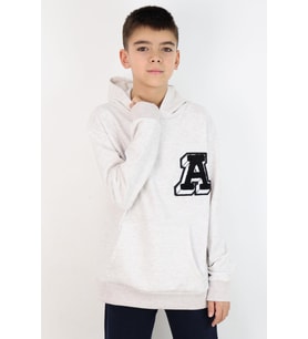 Breeze Erkek Çocuk Sweatshirt A Harfi Yazı Nakış Armalı 9-14 Yaş, Bej Melanj