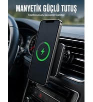 15W Hızlı Şarj Destekli Manyetik Araç Telefon Tutucu Kablosuz Araç Şarj Standı