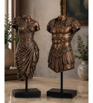 Antik Roma İmparatoru Augustus & Livia Drusilla Başsız Kaideli Heykel Seti