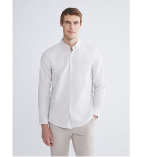 LCWAIKIKI Classic Bej Regular Fit Uzun Kollu Armürlü Erkek Gömlek