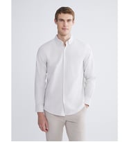 LCWAIKIKI Classic Bej Regular Fit Uzun Kollu Armürlü Erkek Gömlek