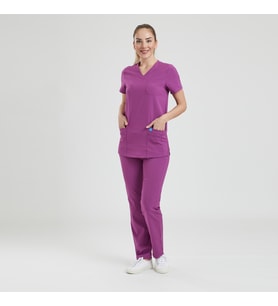 BASIC- Kadın Likralı Pembe Ünifoma Pantolon (Çok Renkli)