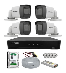 Hikvision 4 Kameralı Hikvision Güvenlik Kamerası Full Set (Beyaz)