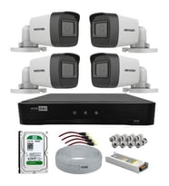 Hikvision 4 Kameralı Hikvision Güvenlik Kamerası Full Set (Beyaz)
