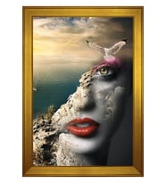 Kadın Motifli Kanvas Tablo 50 x 70 cm Gold Çerçeve