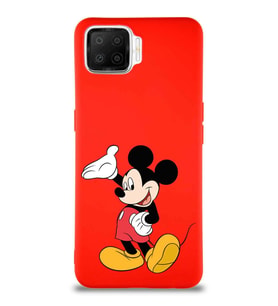 Oppo A73 Soft Premier Kapak Mickey Mouse-C Tasarımlı Silikon Kılıf - Kırmızı (Şeffaf)