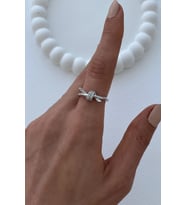 Premium Zirkon Taşlı Düğüm Model Ayarlanabilir Kadın Yüzük