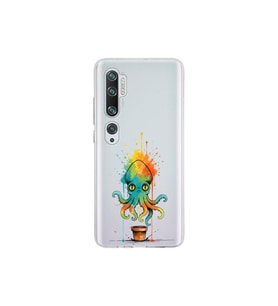 Xiaomi Mi Note 10 Pro ile uyumlu Splash ahtapot tasarımlı şeffaf silikon kılıf
