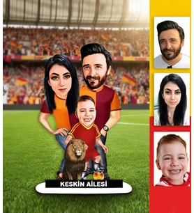 Kişiye Özel Karikatür Sarı Kırmızı AileTaraftar Tasarımlı  Biblo  B139